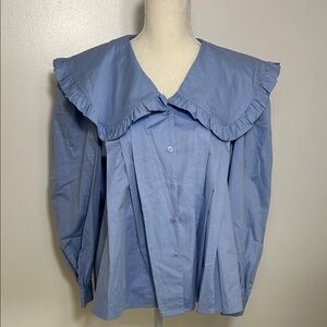 Zara Blue Ruffled Women's Top